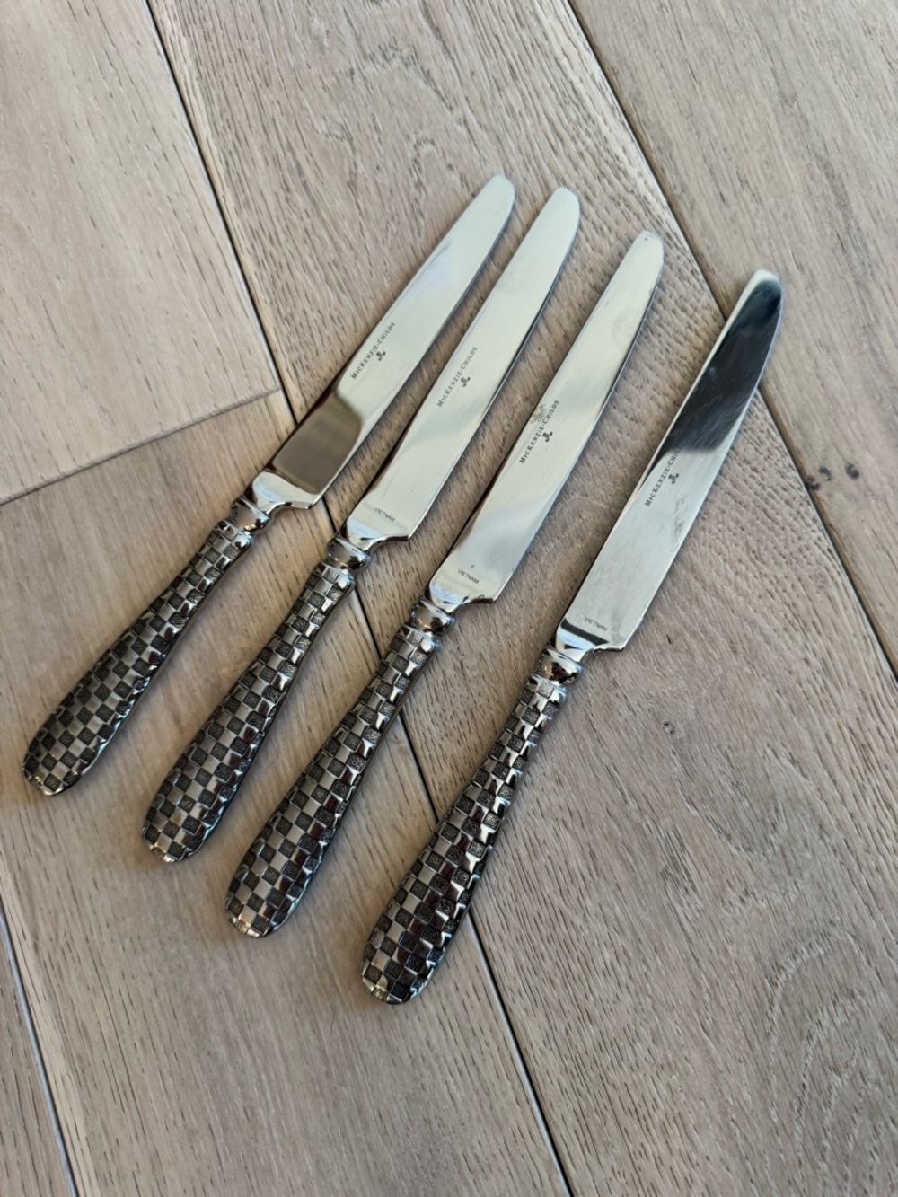 MacKenzie-Childs Silver Woven-Pattern Dinner Knives - Set of 4